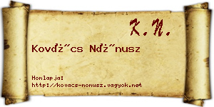 Kovács Nónusz névjegykártya